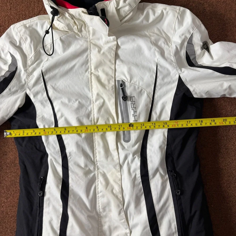 Nice b- Hyra Womens Ski Jacket White Black Hooded Insulated Snow Coat Size Small